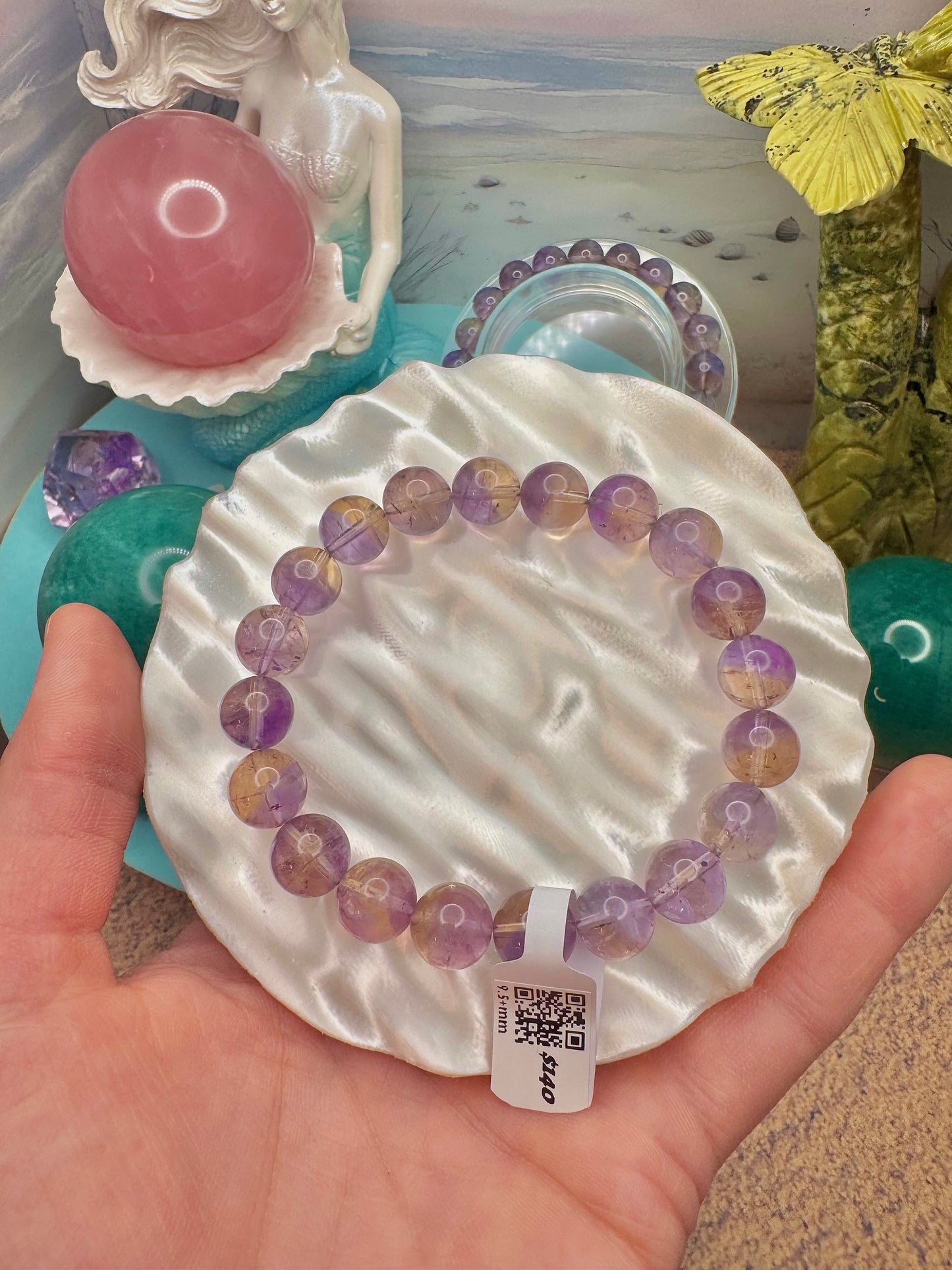 Ametrine Round Bead Bracelet (9.5+mm)