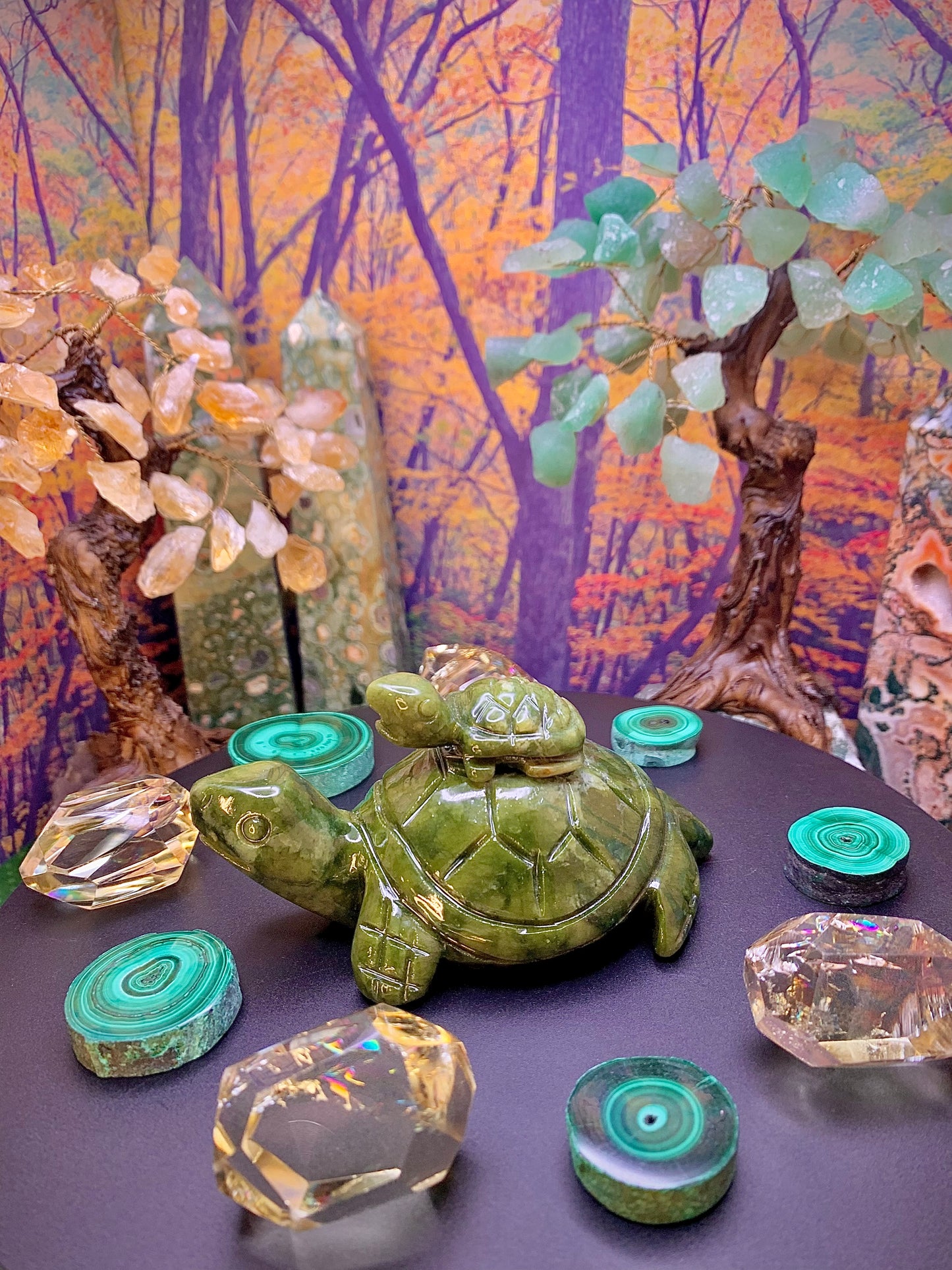 Green Jade Momma & Baby Turtle 🐢