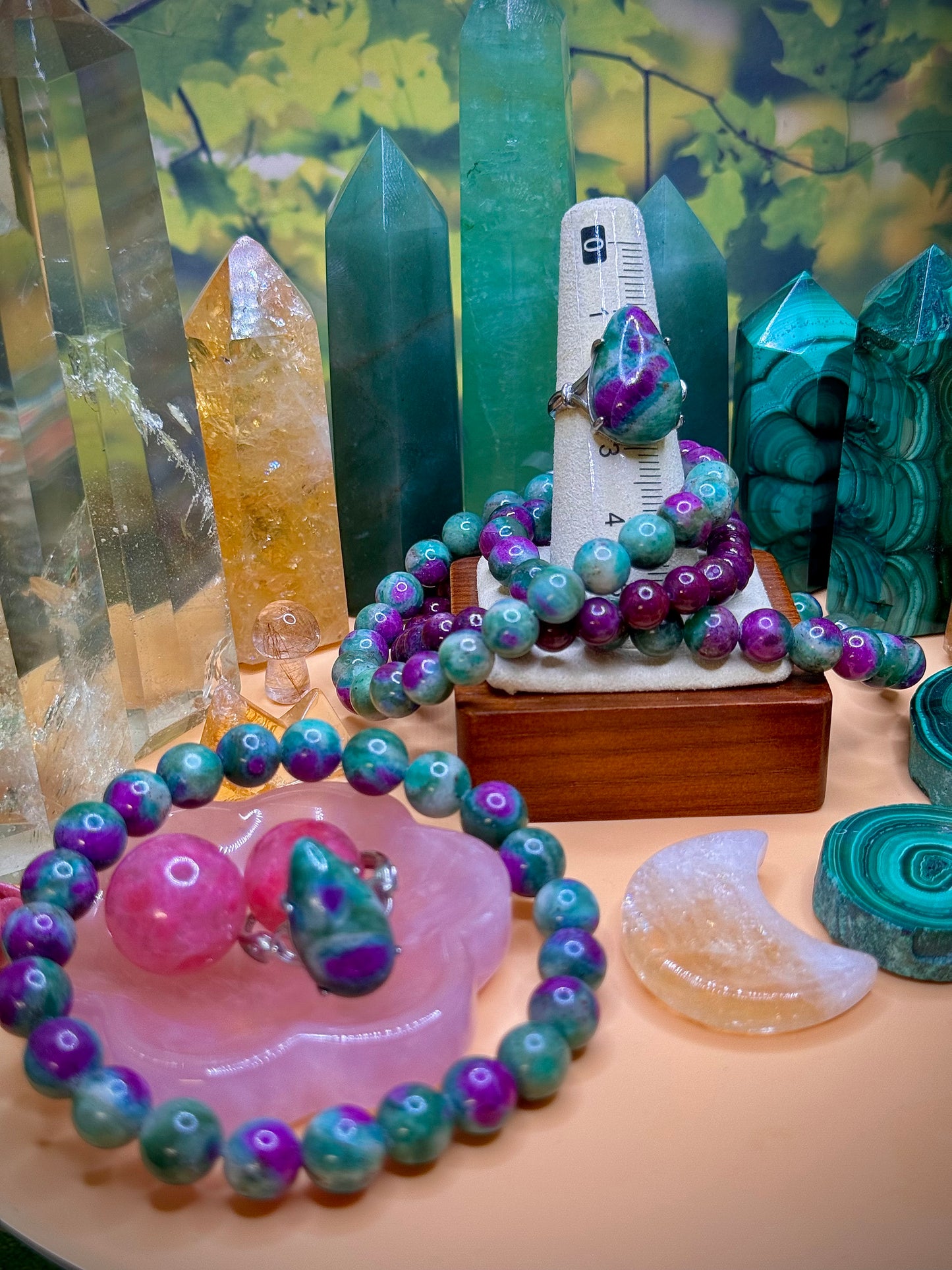 Ruby Fuchsite Teardrop Ring .925