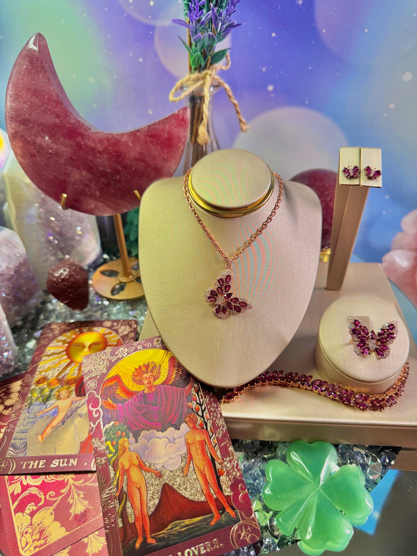 Rhodolite (Purple) Garnet Butterfly Ring in Rose Gold Playing over .925 Silver (Adjustable)