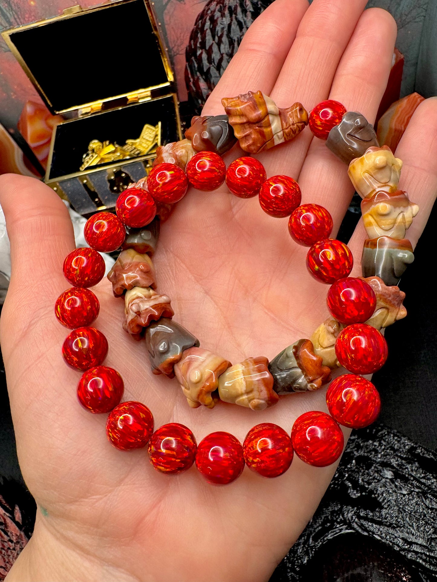 Ruby Red (DRAGON’s FIRE 🔥) Astra Opal Bracelet (10mm)