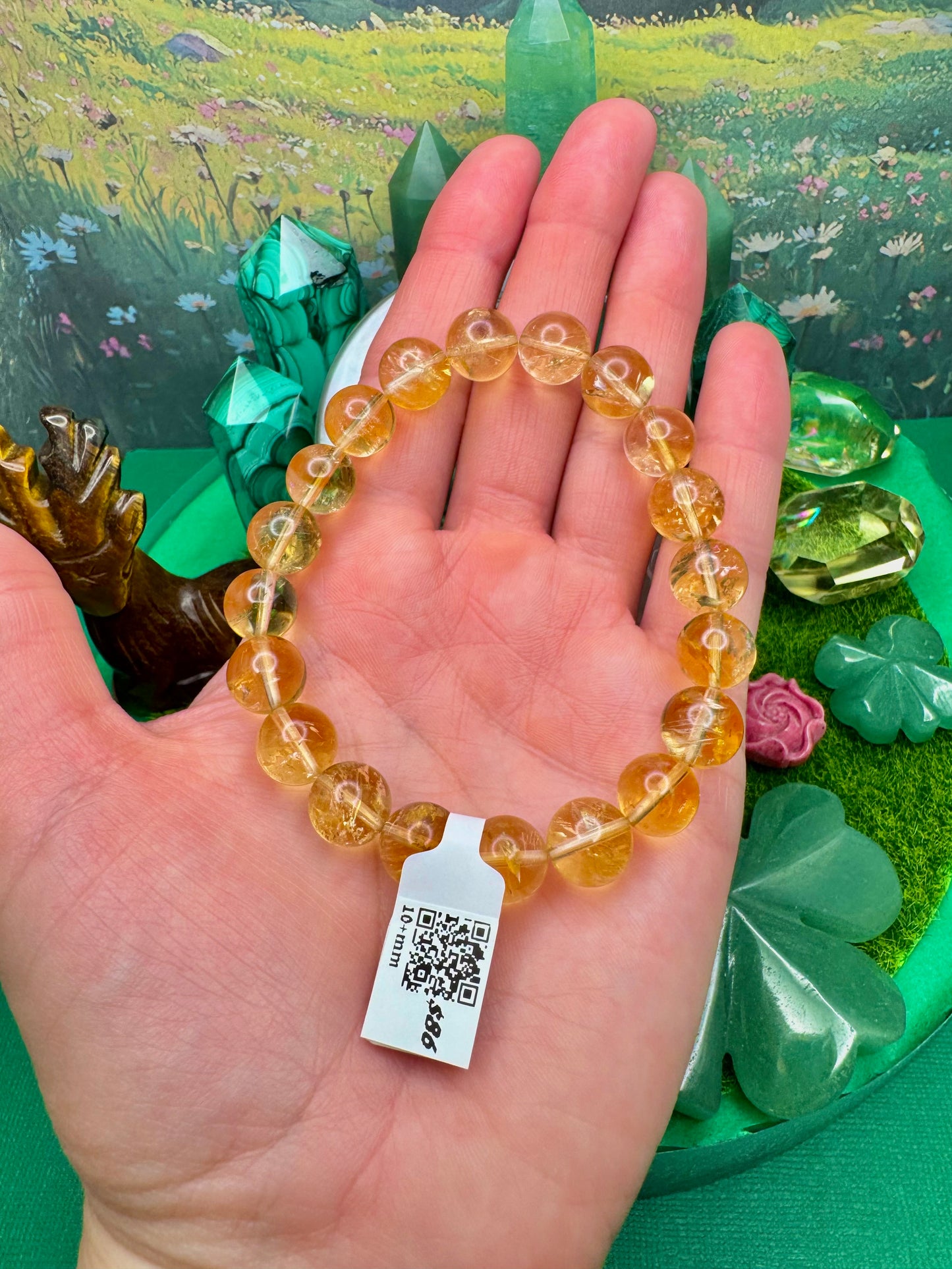 HQ* Citrine Round Bead Bracelet (10+mm)