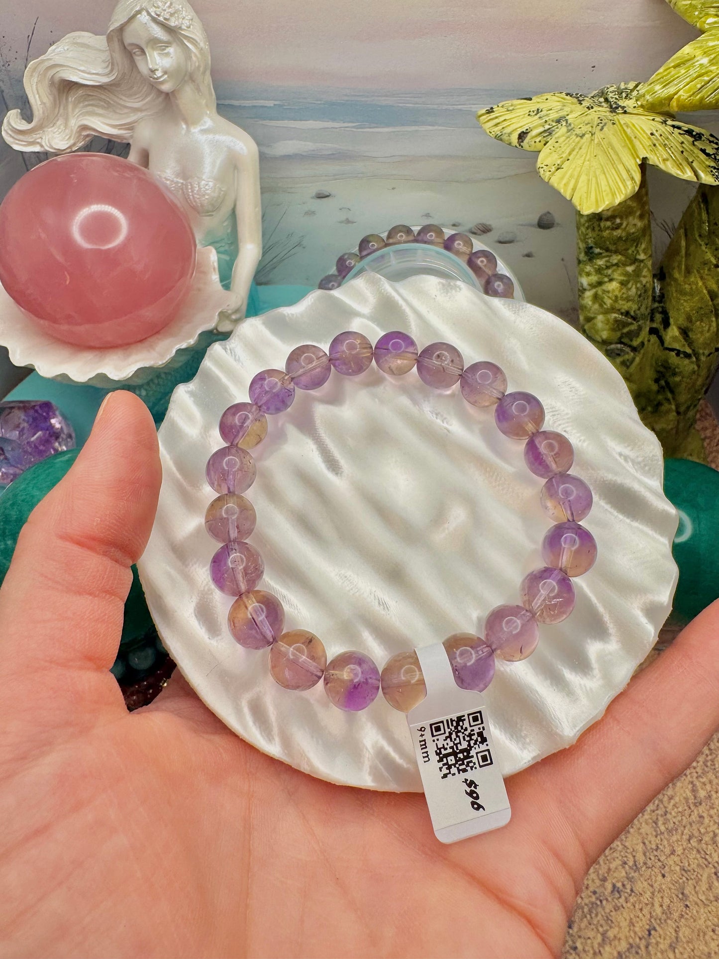 Ametrine Round Bead Bracelet (9+mm)