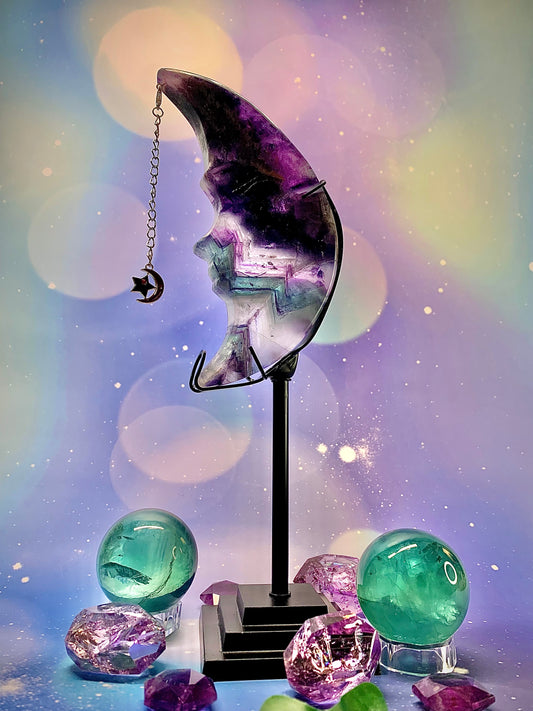 Fluorite Moon 🌙 on Stand (Small)