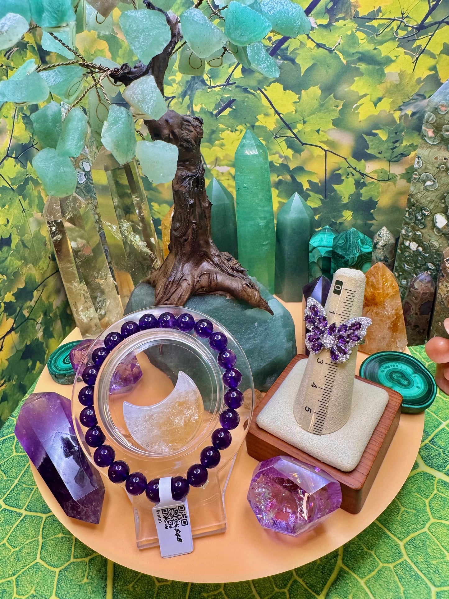 HQ* Amethyst Round Bead Bracelet 8+mm