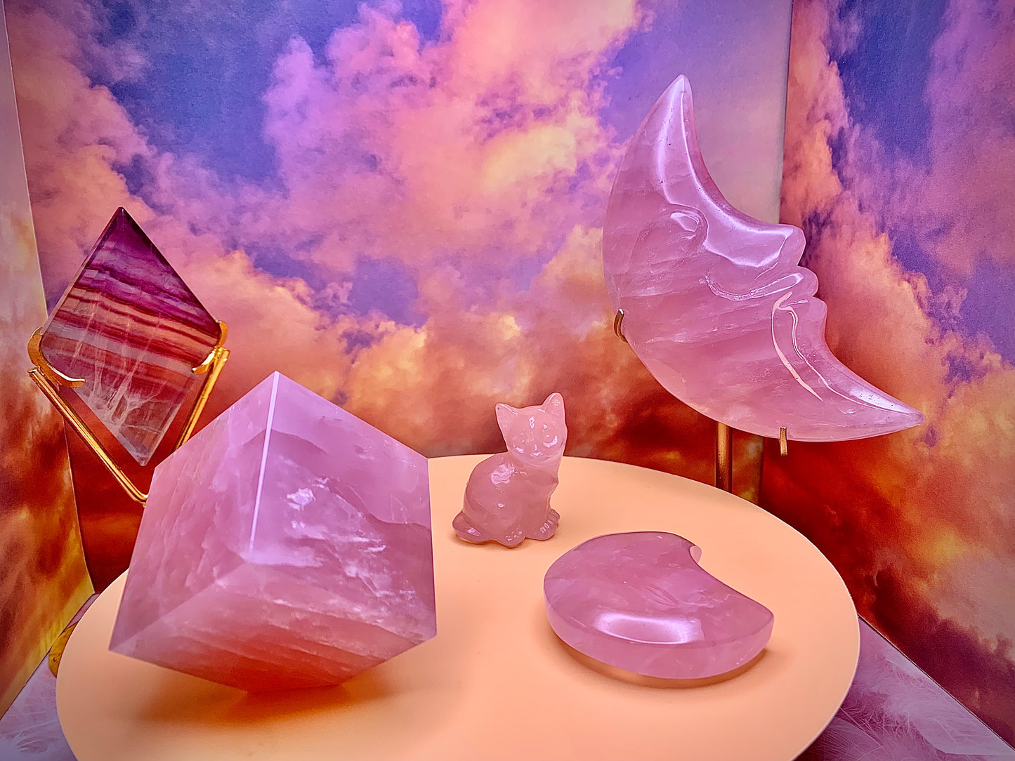 Rose Quartz Floating Cube (Smaller)