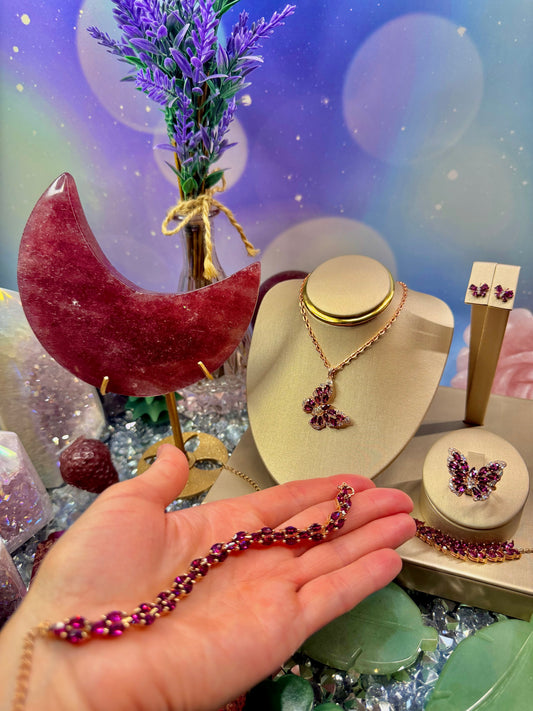 Rhodolite (Purple) Garnet & Rose Gold Plated .925 Silver Bracelet