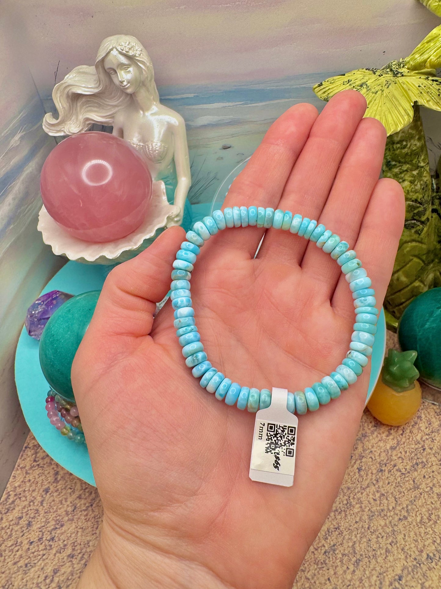AA Larimar Rondel Bead Bracelet (7mm)