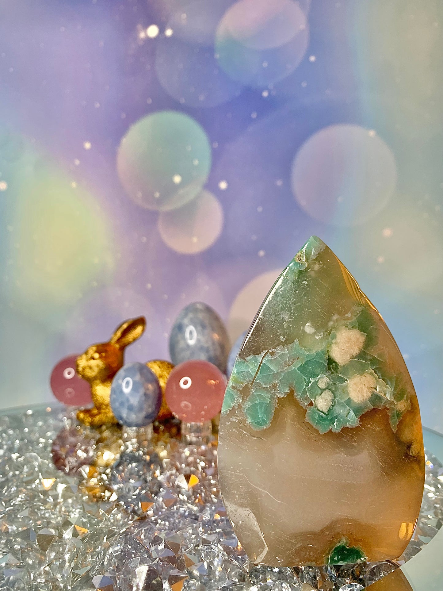 Green Flower Agate Flame 🔥 Freeform