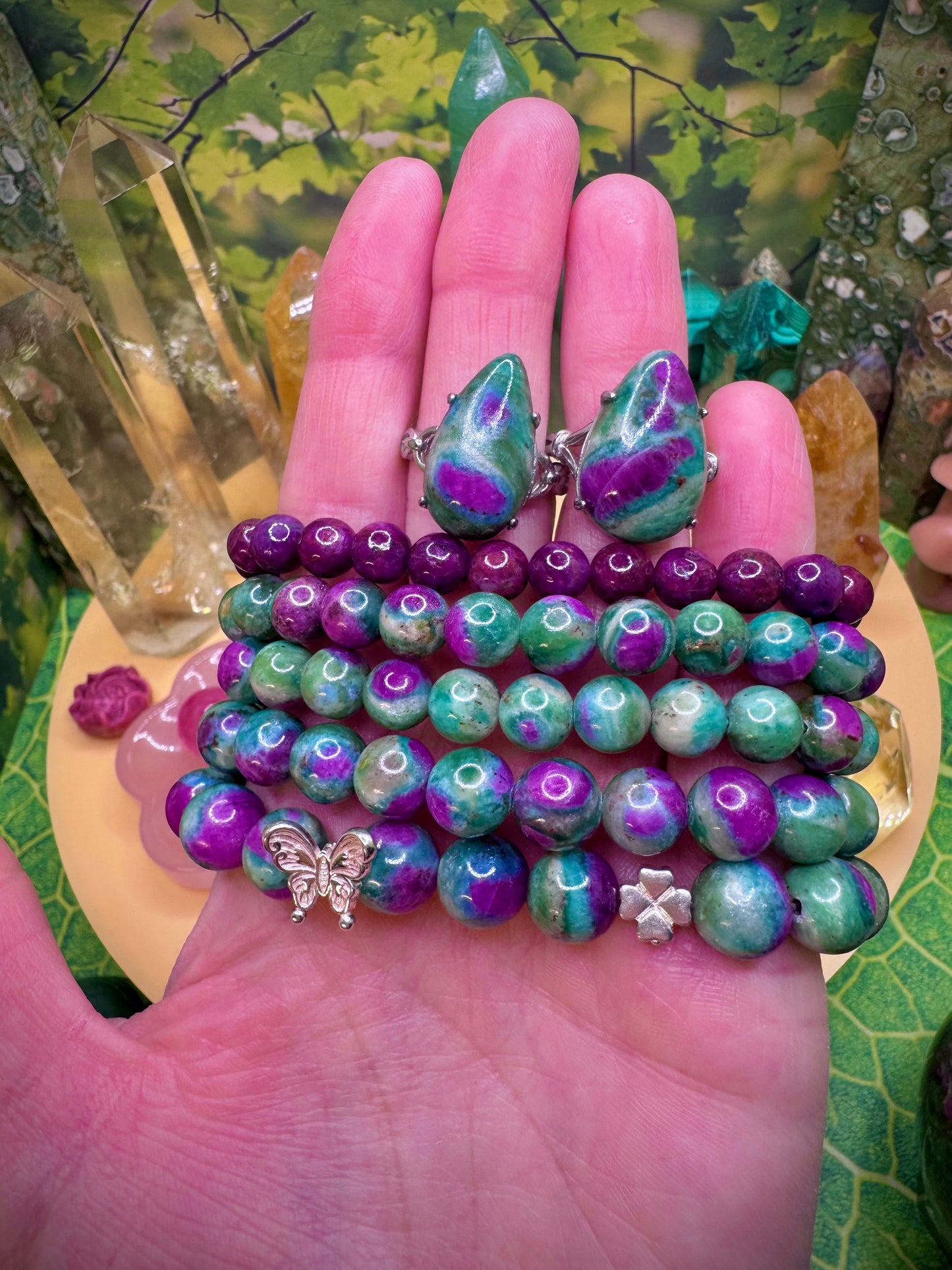 Ruby Fuchsite Teardrop Ring .925