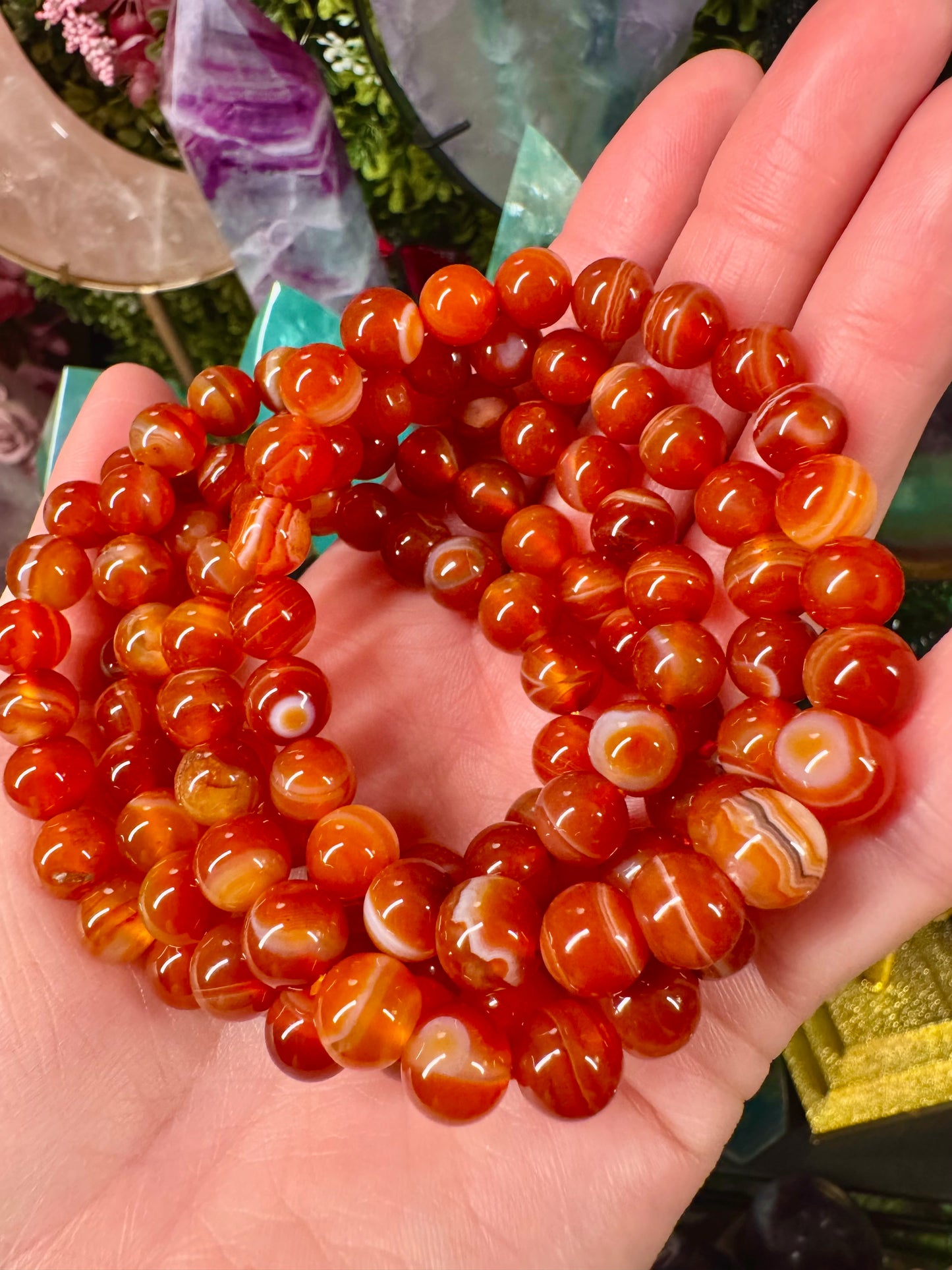 Carnelian Round Bead Bracelet (8mm)