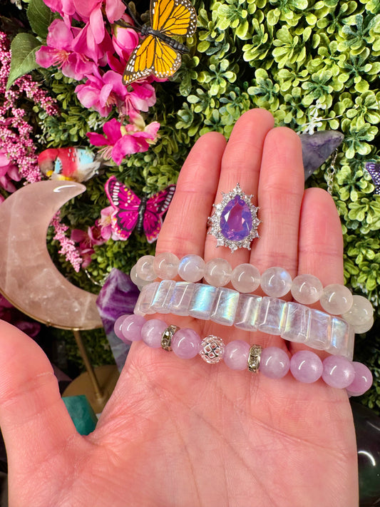 Lavender Moon Quartz Teardrop with CZ Accents in .925 Silver