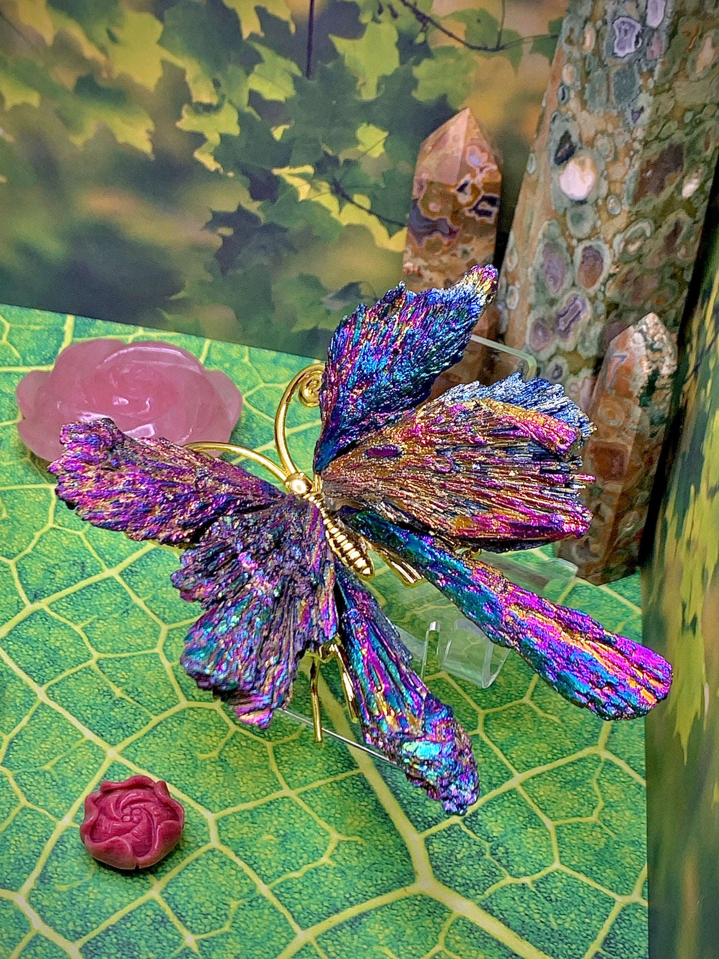 Rainbow Aura Kyanite Butterfly 🦋 (Gold)