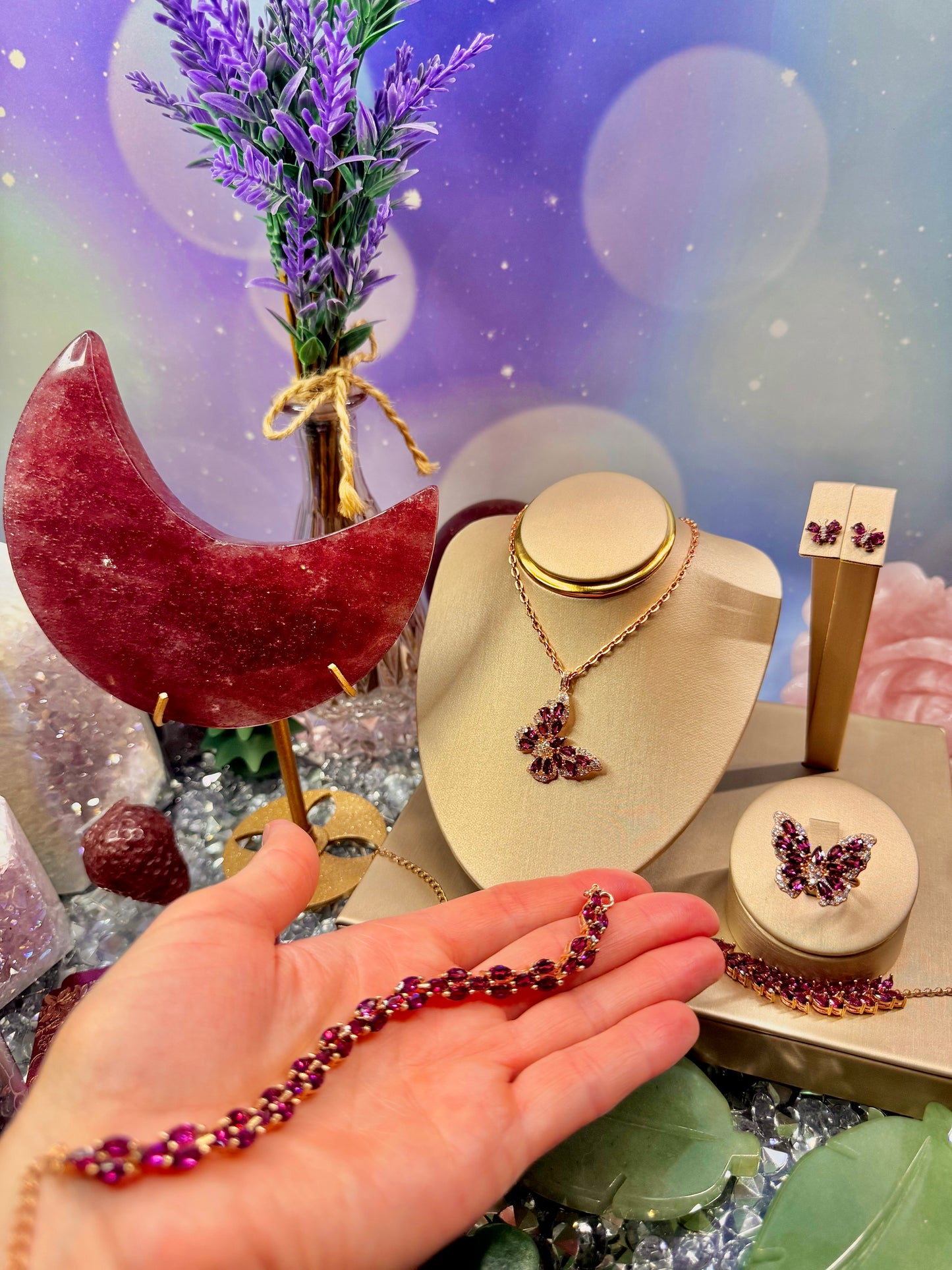 Rhodolite (Purple) Garnet & Rose Gold Plated .925 Silver Bracelet