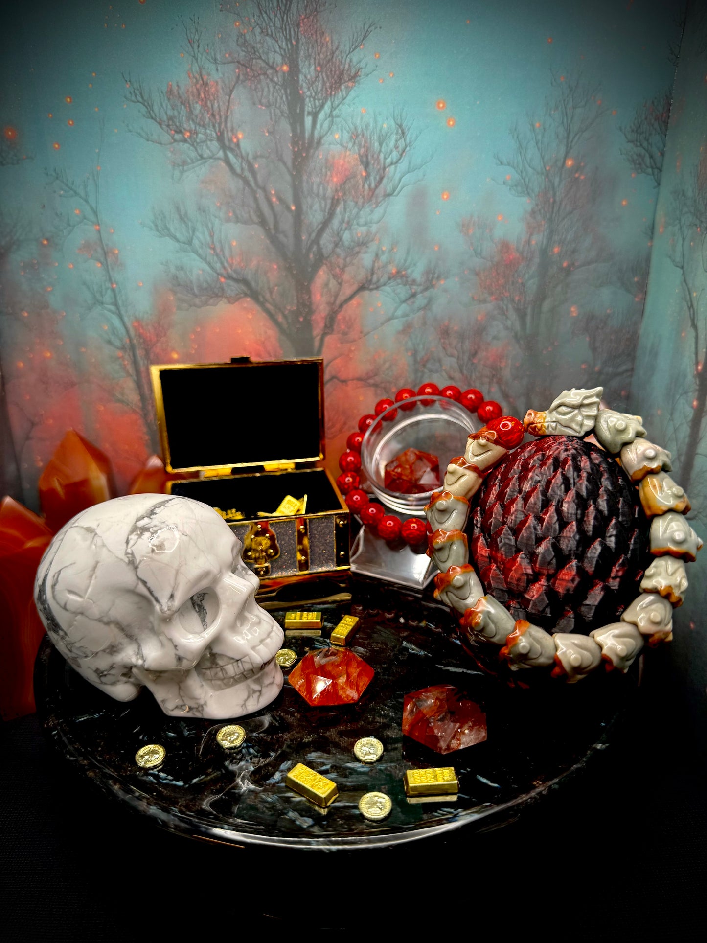 Alashan Agate Dragon Bracelet (10-14mm) SILVERWING