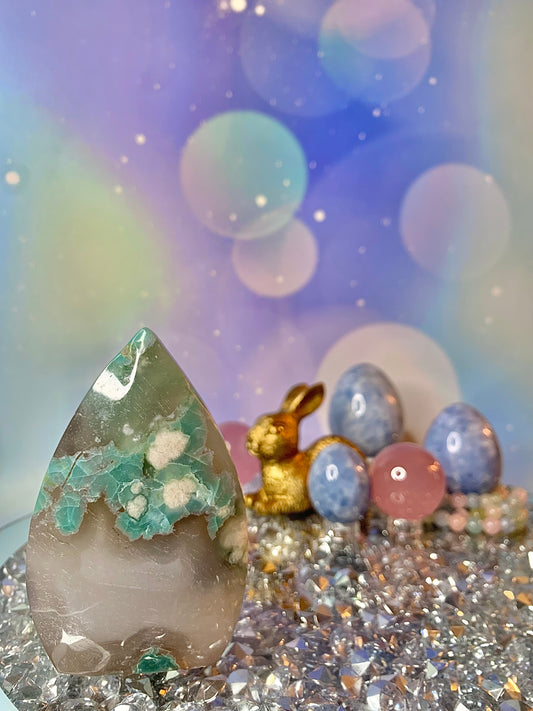 Green Flower Agate Flame 🔥 Freeform