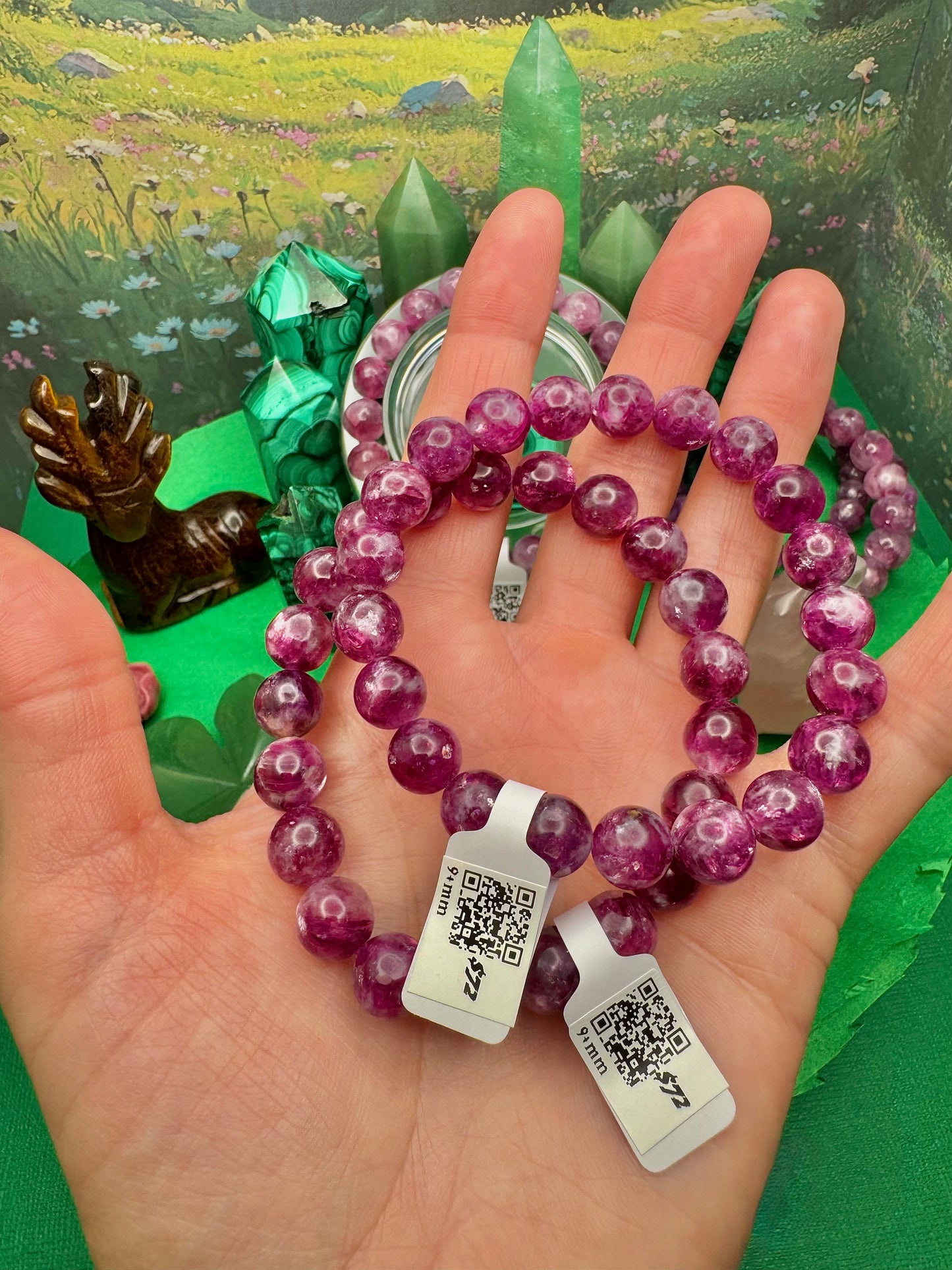 Unicorn Stone Round Bead Bracelet (9+mm)