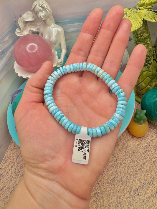 AA Larimar Rondel Bead Bracelet (8mm)