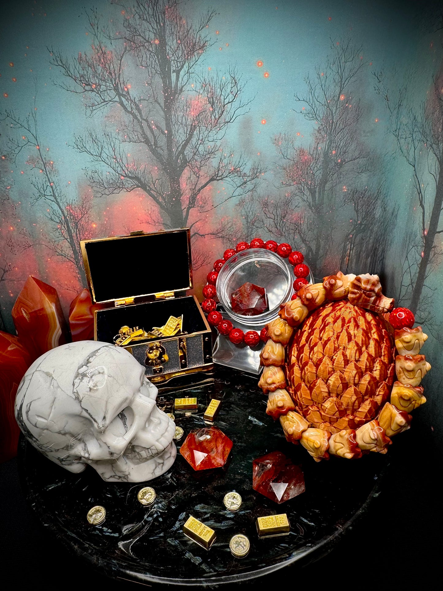 Alashan Agate Dragon Bracelet (10-14mm) SunFyre