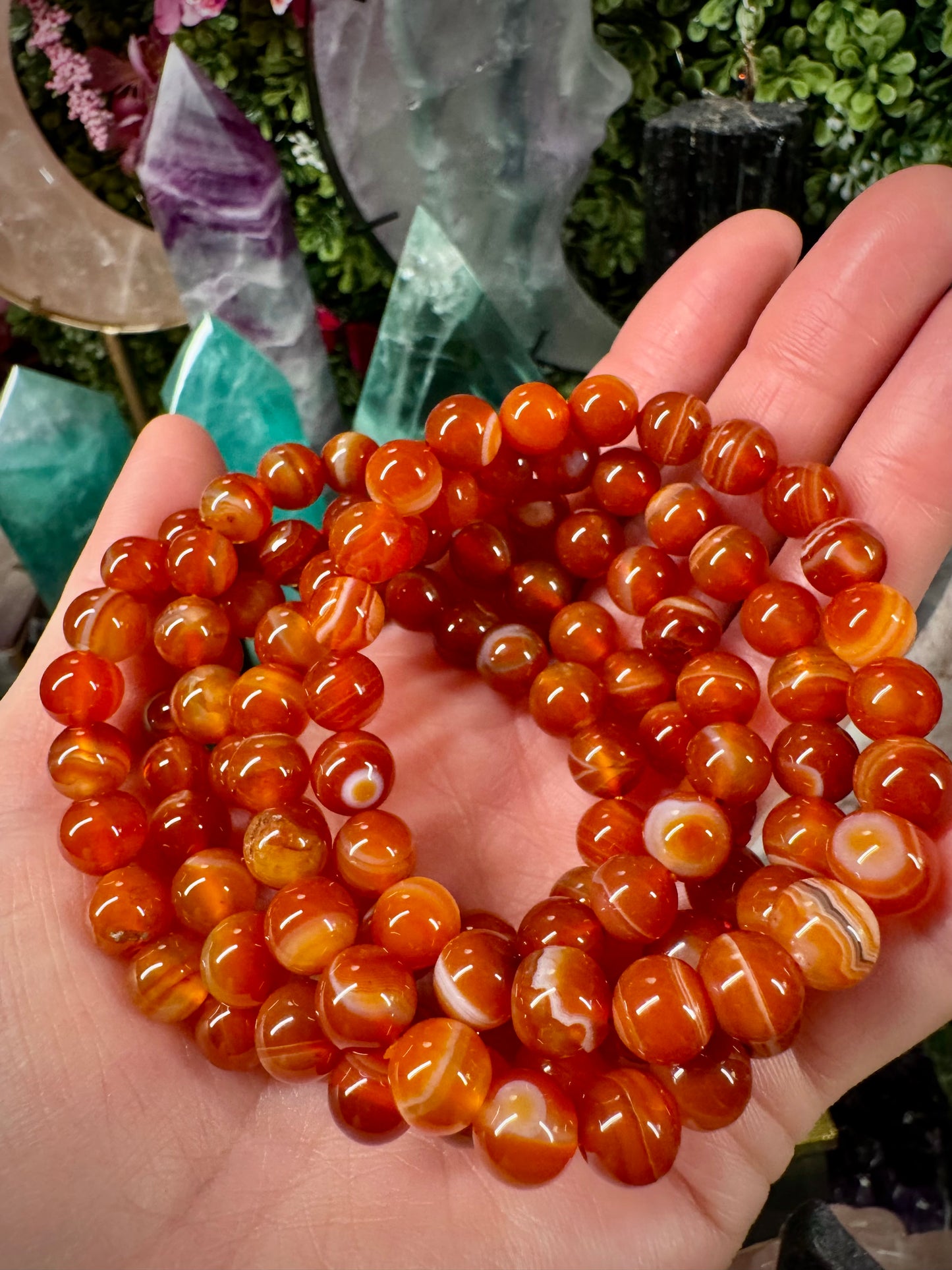 Carnelian Round Bead Bracelet (8mm)