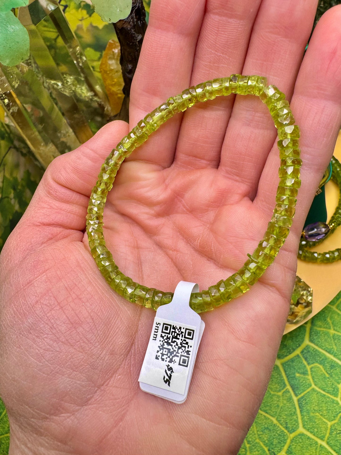 Peridot Faceted Rondel Bead Bracelet 5+mm