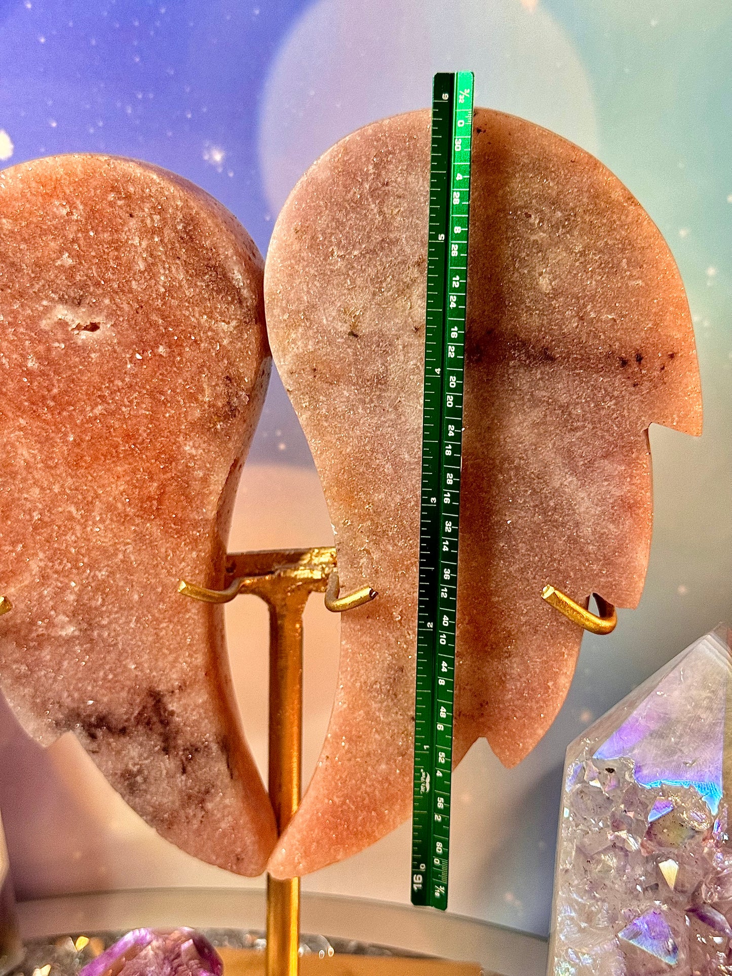 Pink Amethyst Angel Wings on Stand