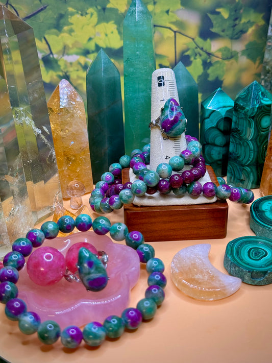 Ruby Fuchsite Teardrop Ring .925