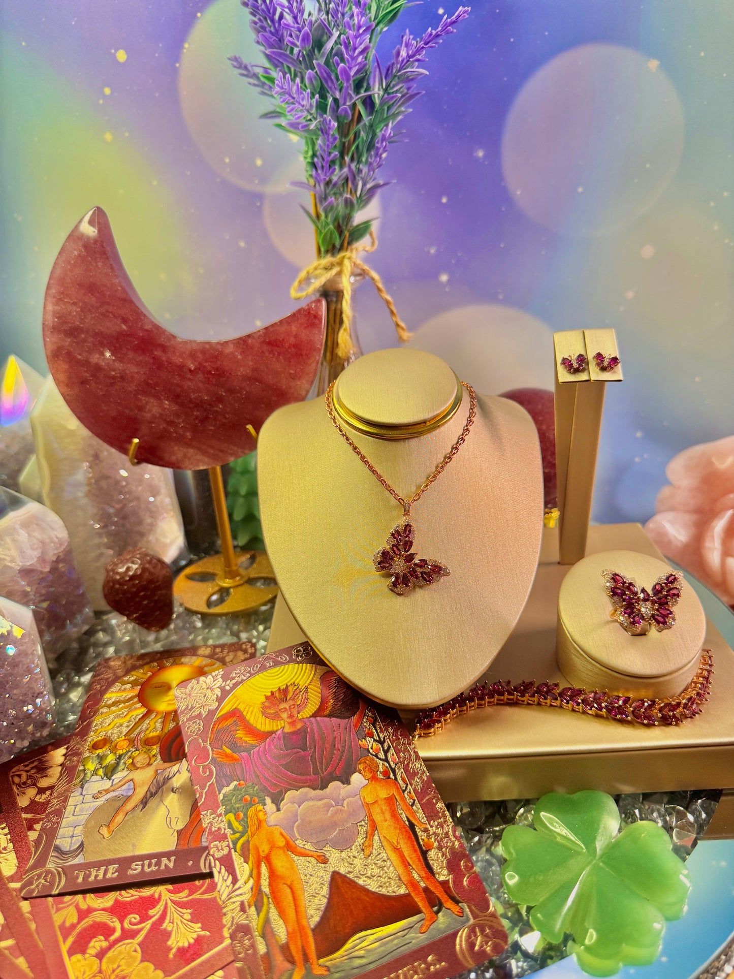 Rhodolite (Purple) Garnet Butterfly Pendant in Rose Gold over .925 Silver