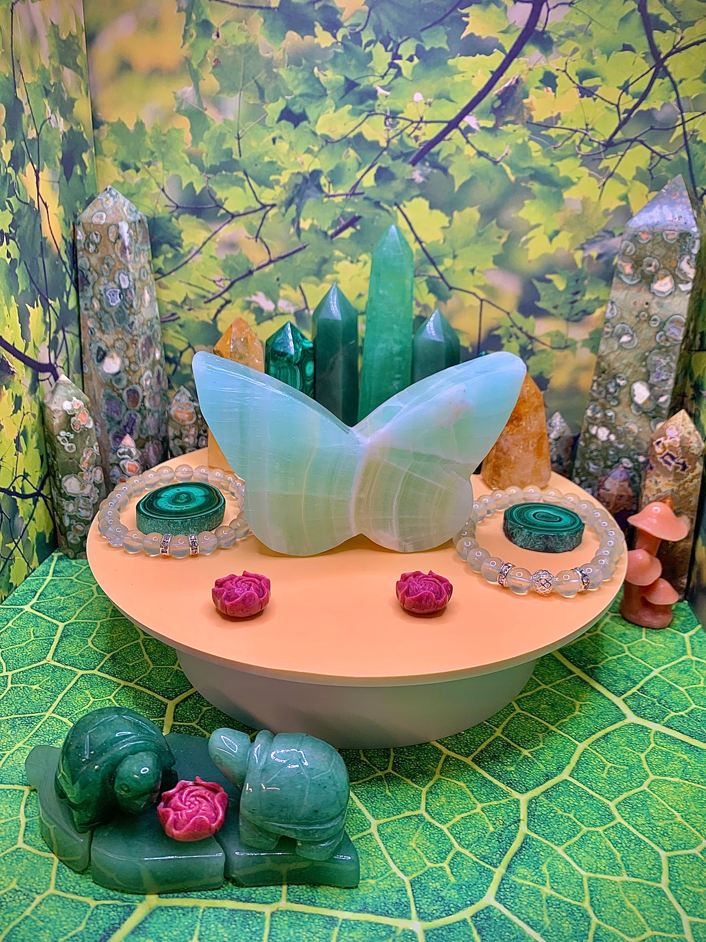 Pistachio Calcite Butterfly 🦋 Carving