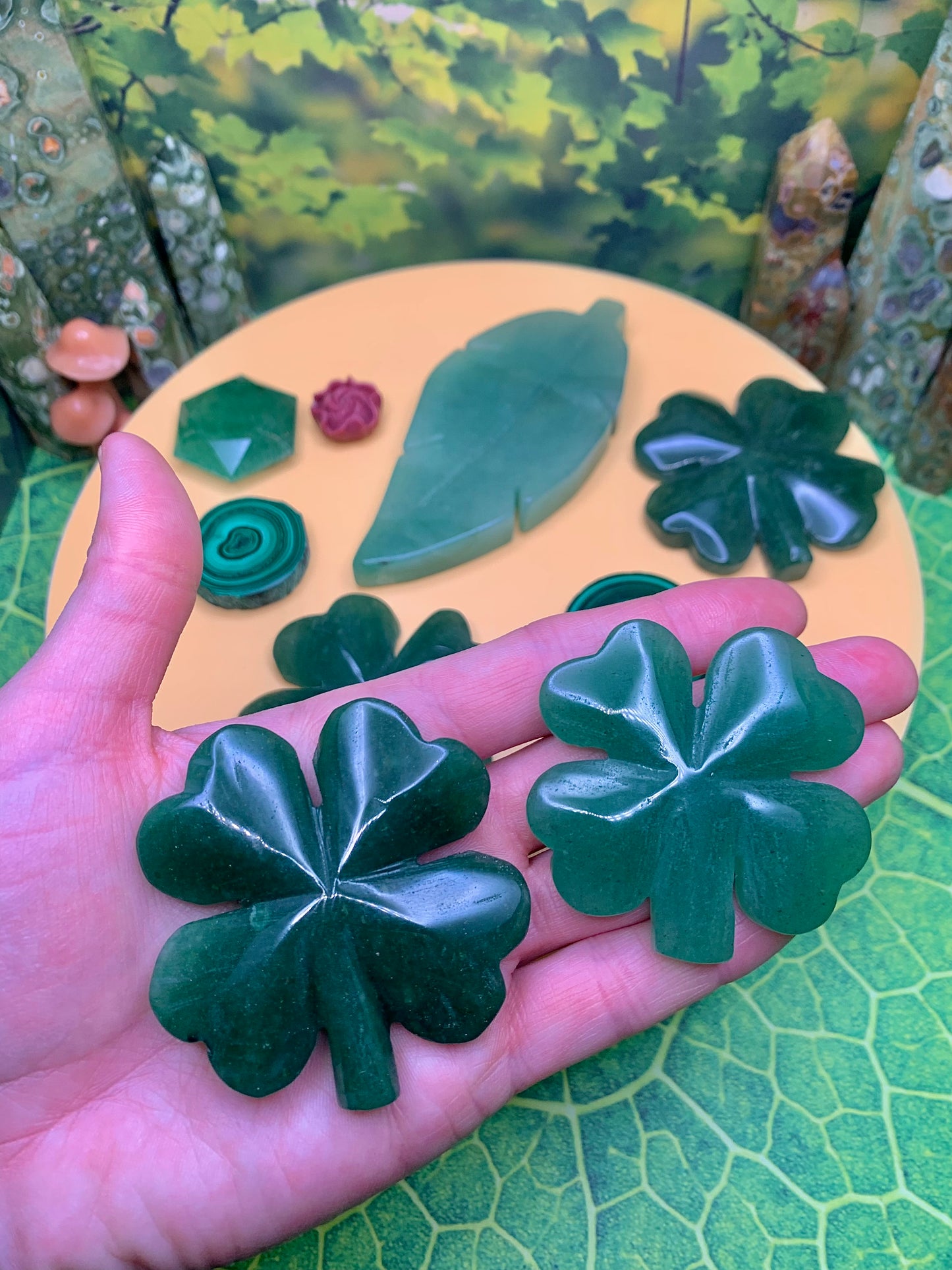 Green Aventurine 4-Leaf Clover Carving (Shamrock)