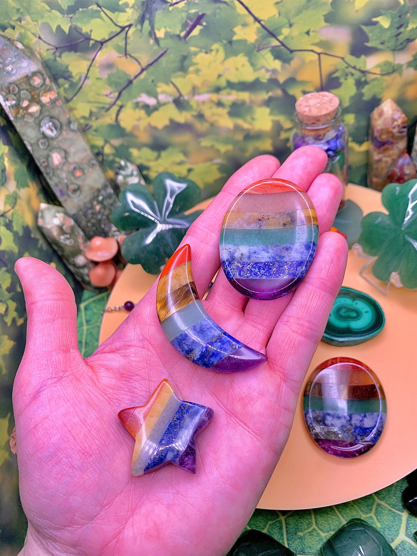 Chakra Crescent Moon 🌙 Pocket Stone