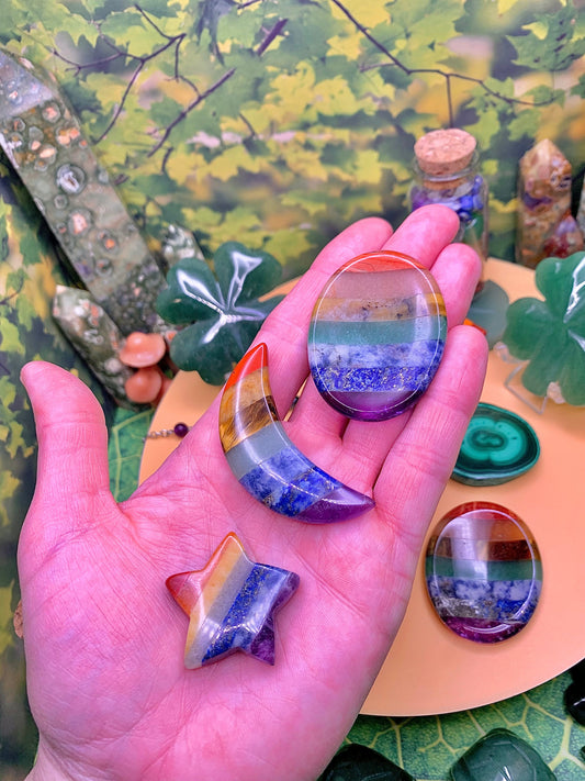 Chakra Crescent Moon 🌙 Pocket Stone