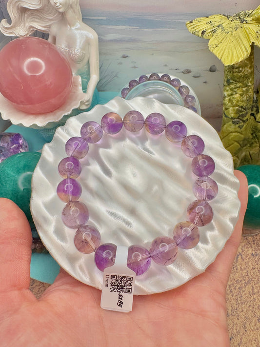 Ametrine Round Bead Bracelet (11+mm)