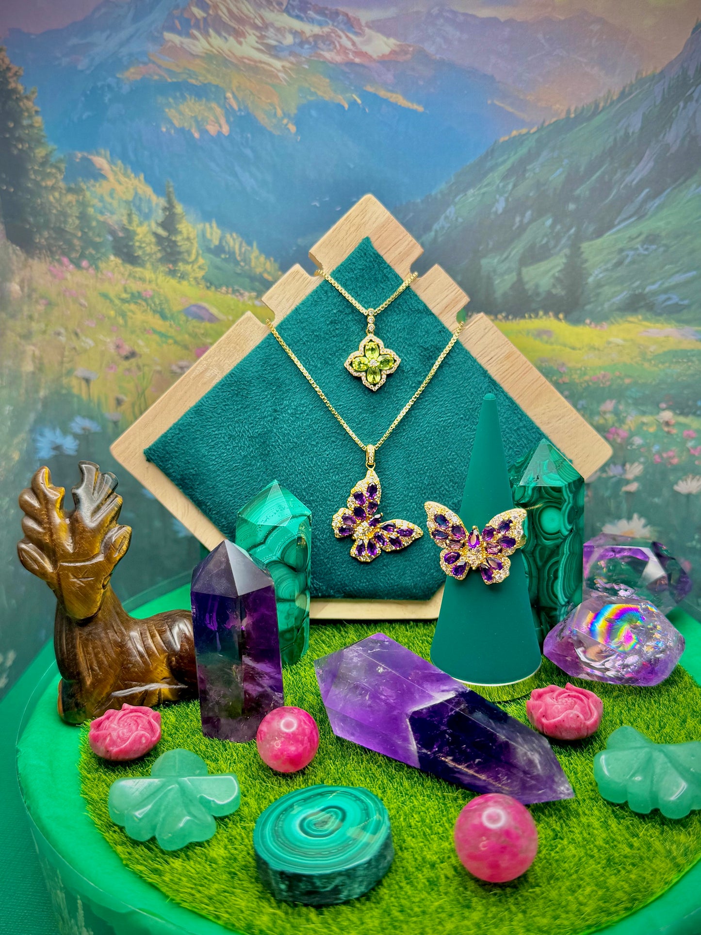 Amethyst Butterfly Pendant in Gold Plating over .925 Silver
