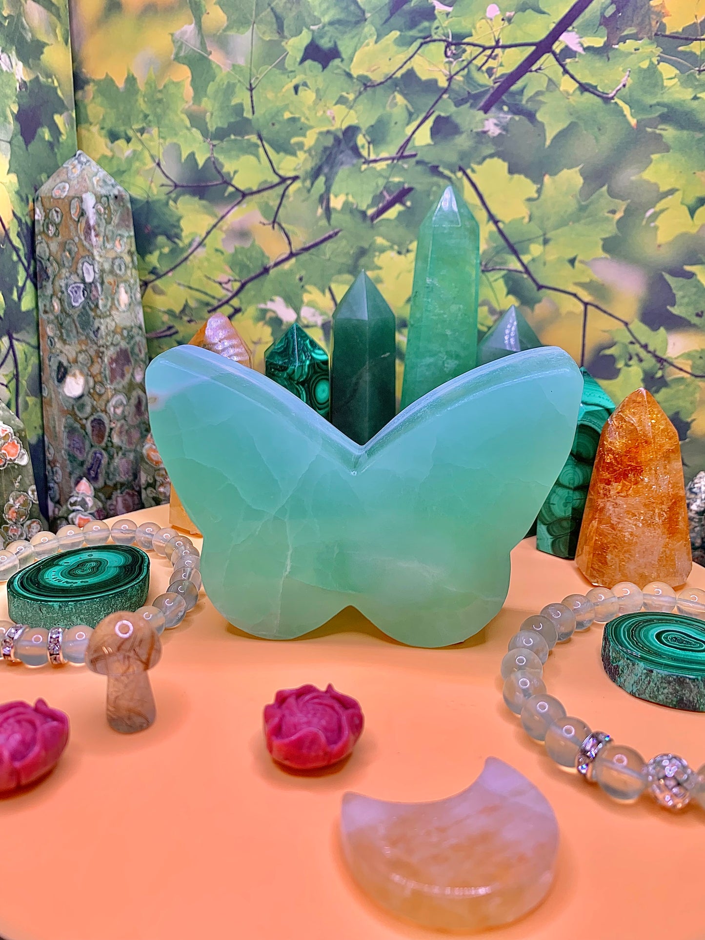 Pistachio Calcite Butterfly 🦋 Carving