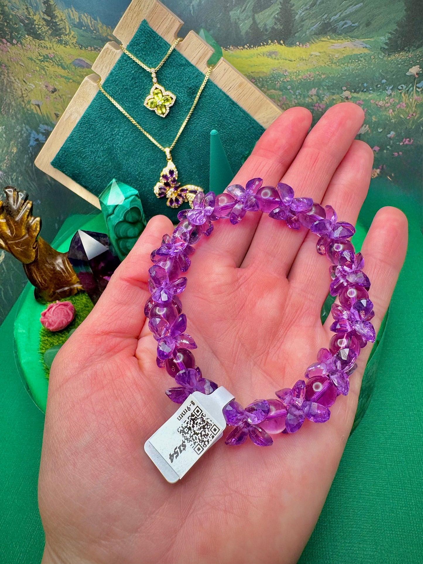 Amethyst Flower Cut Bracelet