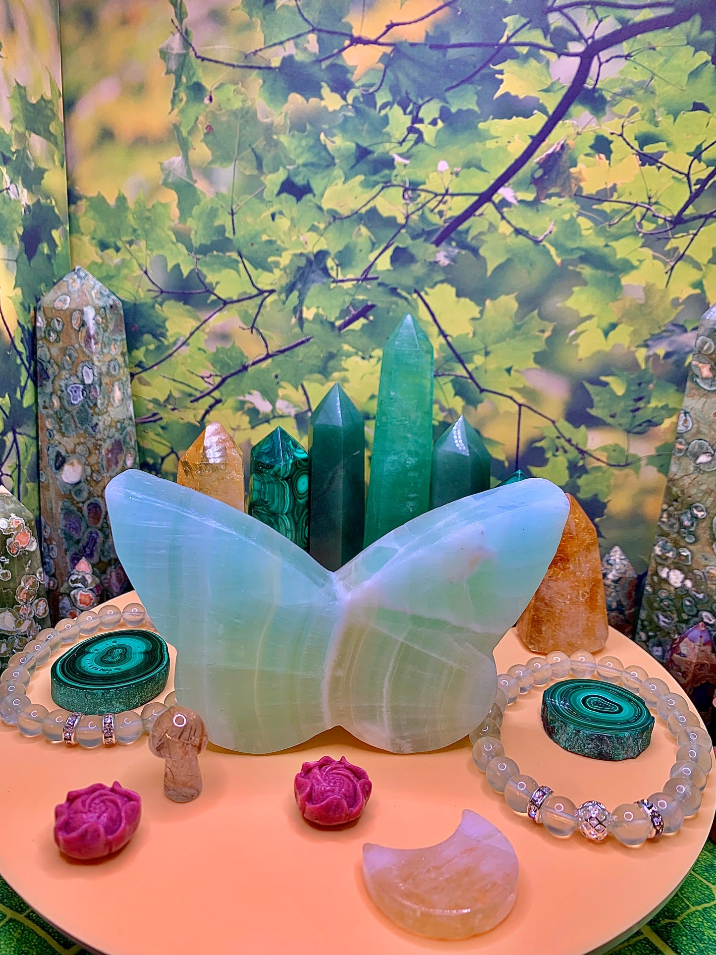 Pistachio Calcite Butterfly 🦋 Carving