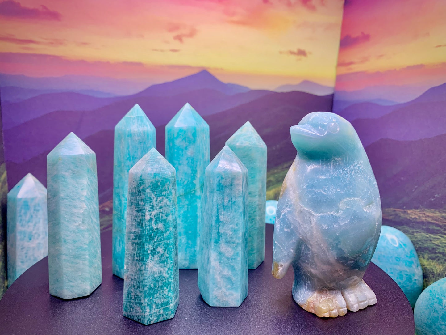 Blue Sky Amazonite Penguin Carving