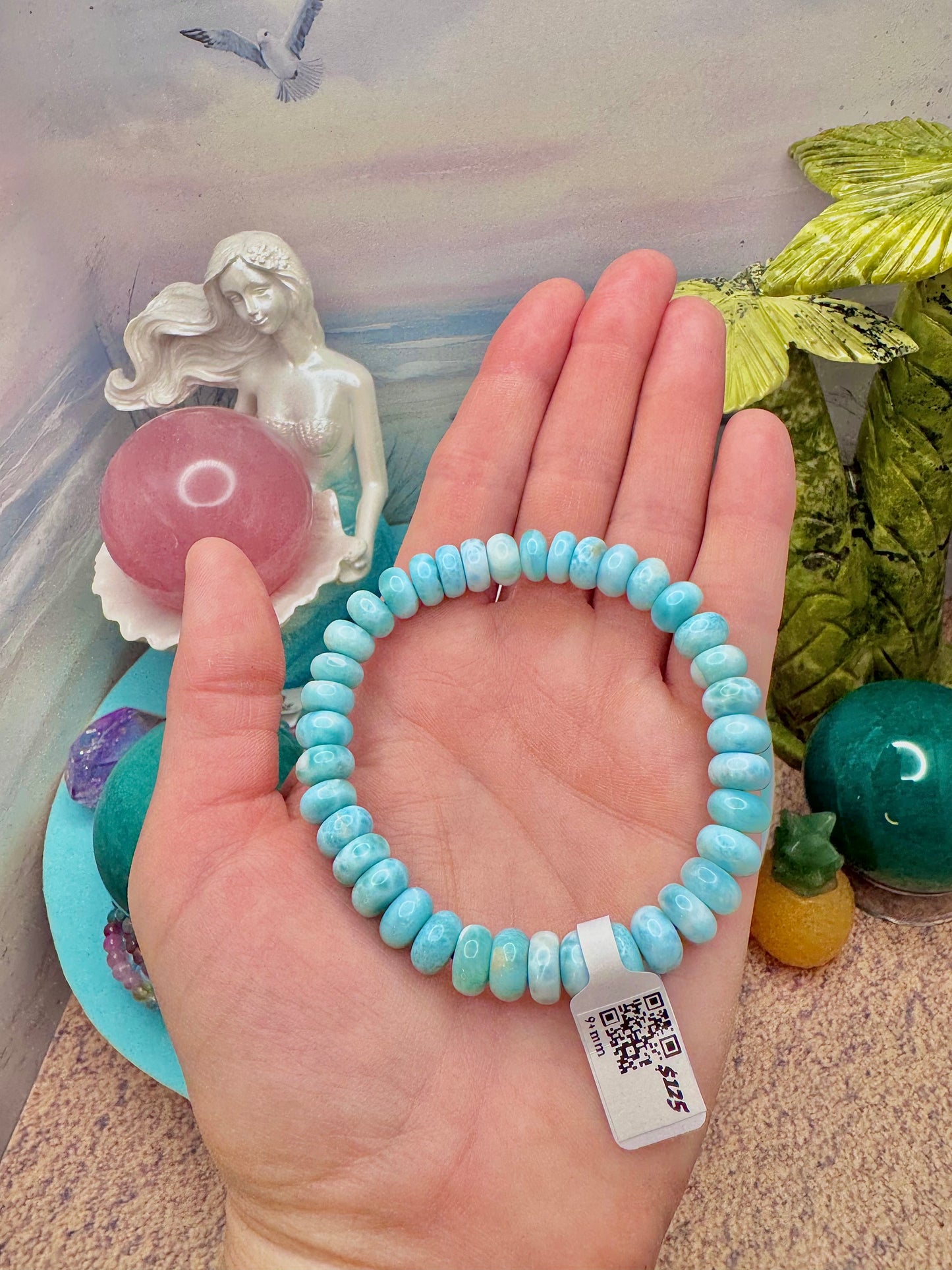 AA Larimar Rondel Bead Bracelet (9+mm)