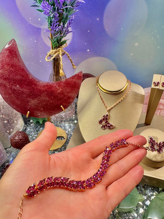 Rhodolite (Purple) Garnet & Rose Gold Plated .925 Silver Bracelet >>>