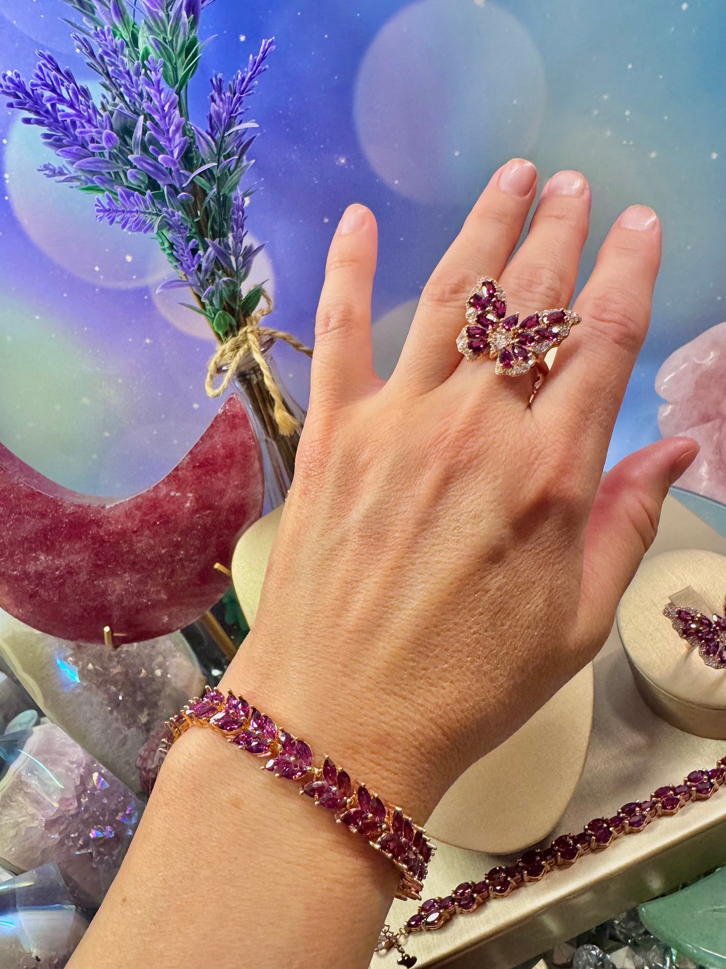 Purple Garnet & Rose Gold Plated .925 Silver Bracelet