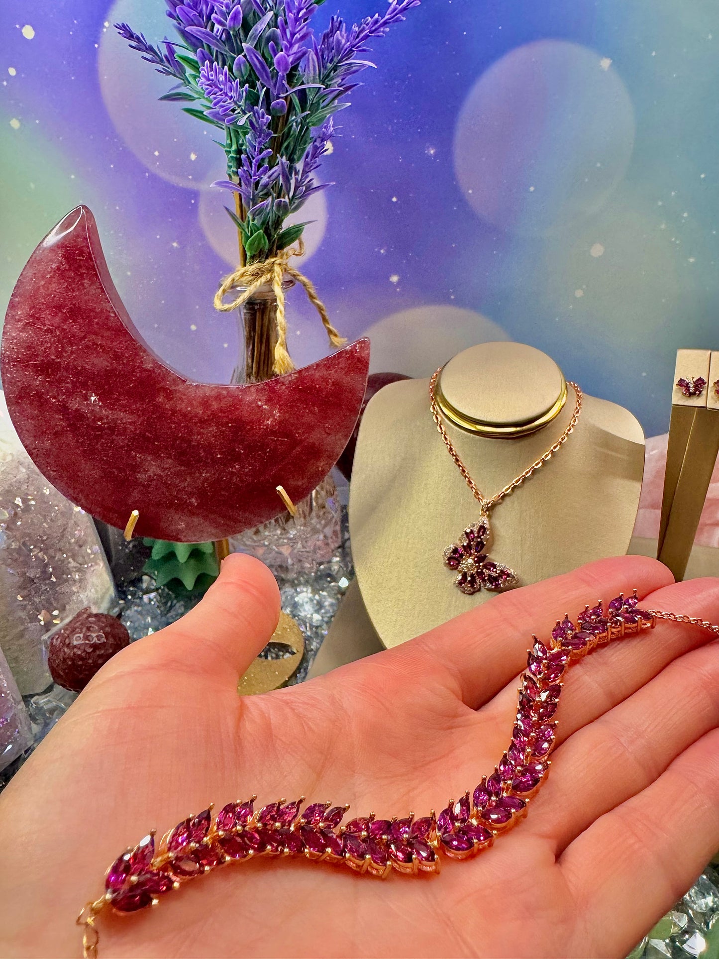 Rhodolite (Purple) Garnet & Rose Gold Plated .925 Silver Bracelet >>>