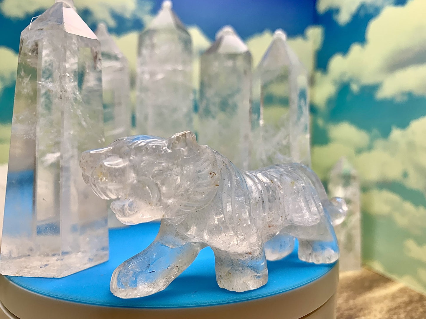 Clear Quartz Tiger Carving