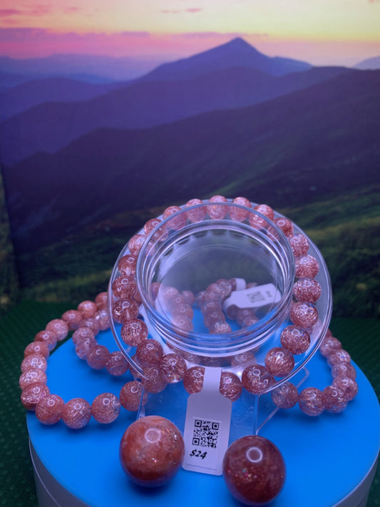 Copper Quenched Clear Quartz 7-8mm Bracelet