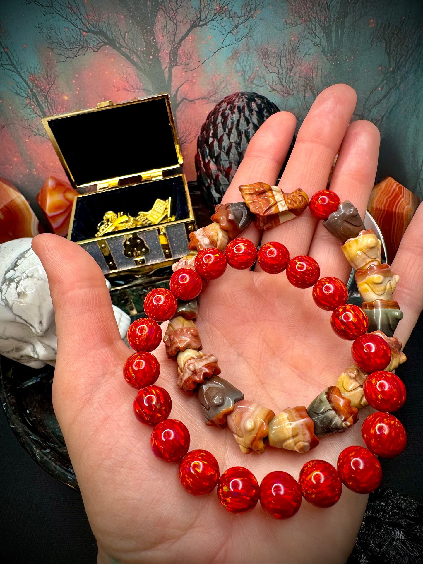 Ruby Red (DRAGON’s FIRE 🔥) Astra Opal Bracelet (10mm)