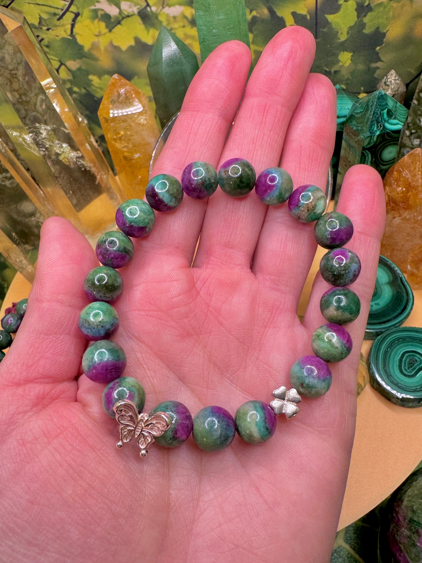Ruby Fuchsite 10mm Custom Bracelet with 925 Butterfly 🦋 Charm