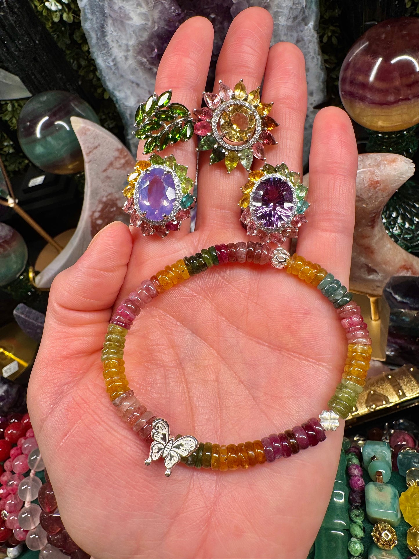 Amethyst Statement Ring with CZ & Rainbow 🌈 Tourmaline Accents