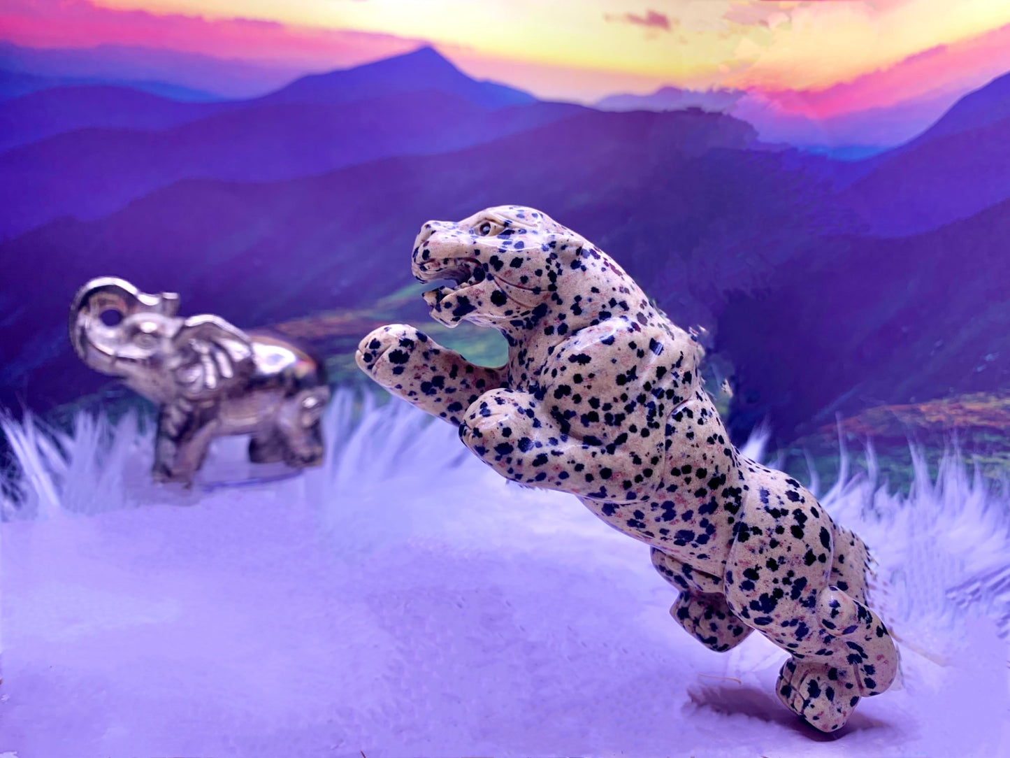 Dalmatian Jasper Leopard Carving