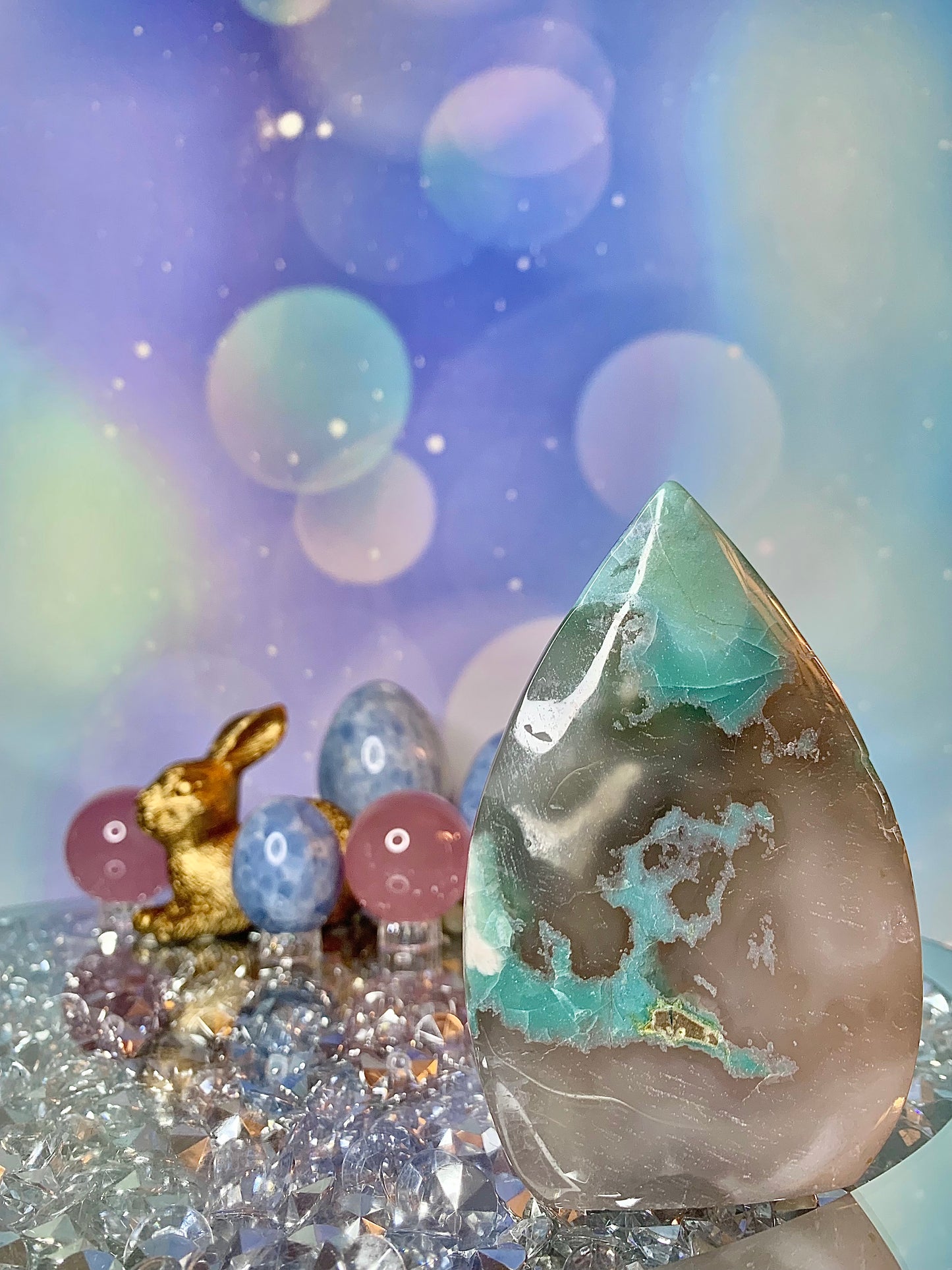 Green Flower Agate Flame 🔥 Freeform