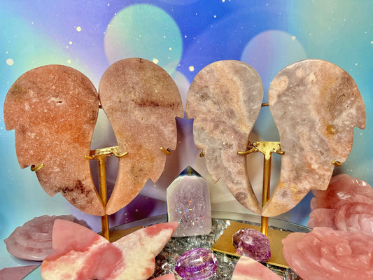Pink Amethyst Angel Wings on Stand